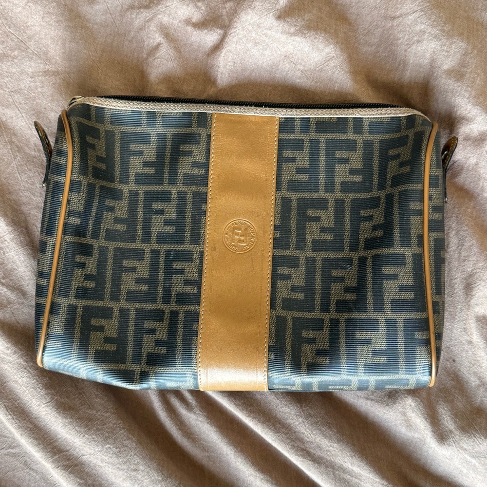 Vintage Fendi Zucca Coated Canvas Camera Bag Medium